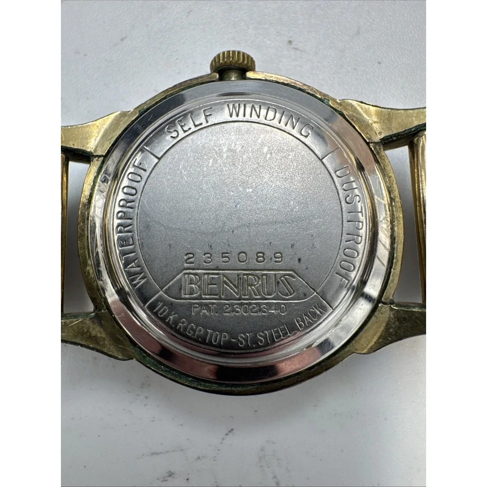 BENRUS 3 Star Selfwinding Watch 10k RGP Bezel Self Winding Vintage